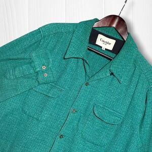 Corridor Jewel Tone Work Shirt Flannel Textured Knit Shirt Mens XL Teal Green